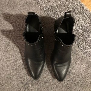 Black Studded Pointed Toe Booties